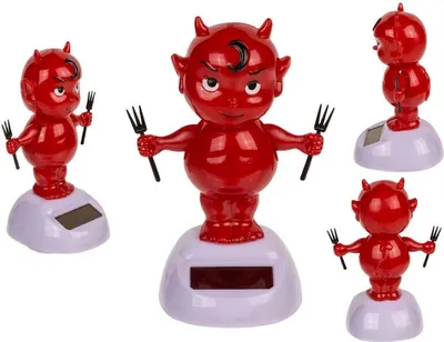 Produktbild von Solar Teufelchen Bewegliche Figur, Baby Teufel mit Solarzelle Wackelkopffigur