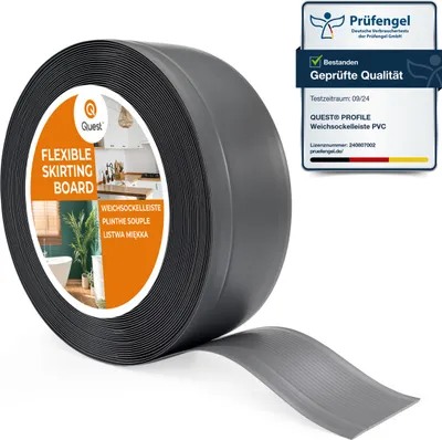 Immagine prodotto di QUEST Battiscopa in PVC 70x20mm, 1m, Battiscopa morbido, flessibile, grigio scuro