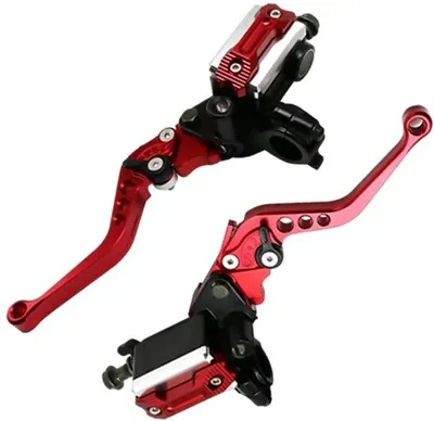 Image de Levier de frein hydraulique pour moto - Alliage d'aluminium - 22 mm - Kit de montage pour guidon - Noir/Rouge - Levier de moto