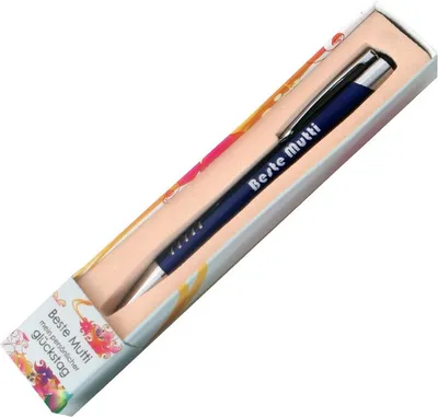 Produktbild von Kugelschreiber Blau Silber Text Beschriftung Geburtstag Vatertag Muttertag Beste Mutti
