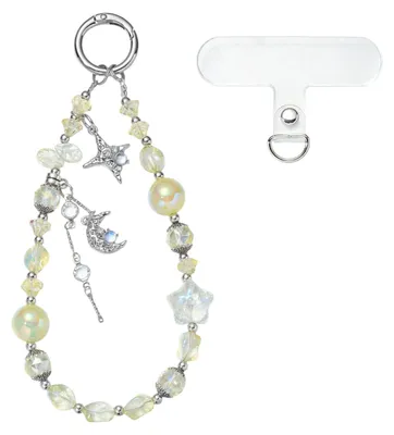 Imagen del producto de Elzusha - Cadena para teléfono móvil con perlas y estrellas