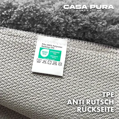 Produktbild von casa pura Badematte Sky, Badezimmerteppich extra flauschig, rutschfest & waschbar viele Größen & Farben, Mikrofaser Badteppich - Grau, 80x150 cm