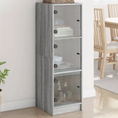Produktbild von Highboard mit Glastüren Grau Sonoma 35x37x109 cm, Kommoden 836390