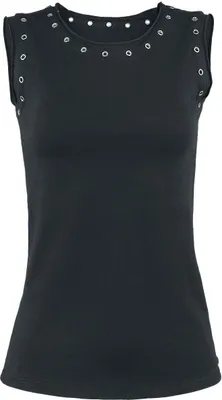 Produktbild von Gothicana by EMP Damen schwarzes Top mit Lochnieten M