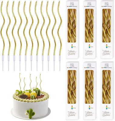 Immagine prodotto di Candeline per compleanno, 60 pezzi, candeline lunghe ed eleganti, candeline a spirale per compleanno, candeline originali per compleanno con supporto