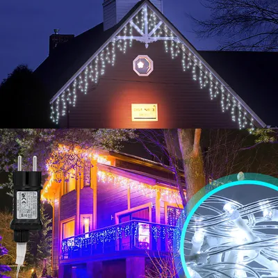 Obrázok produktu pre Eikuavons LED svetelná reťaz "Eisregen" s 400 LED diódami, dĺžka 10 metrov, studená biela farba, 8 režimov, funkcia pamäte, 31V. Ideálna ako dekorácia do okien, na párty a do obývačky