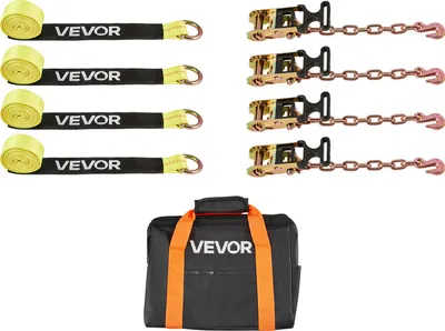 Obrázok produktu pre VEVOR napínací pás na kolesá (50,8 x 3048 mm) s hákom pre veľké zaťaženie a pevnosťou v ťahu 4540 kg a nosnosťou 1512 kg, napínací pás na kolesá motocyklov, pás na pneumatiky pre SUV prívesy žltý