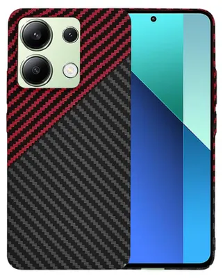 Produktbild von Techsuit Carbonite FiberShell Back Cover Hülle für Xiaomi Redmi Note 13 4G - Rot/Schwarz
