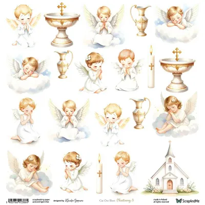 Zdjęcie produktu dla Papier do scrapbookingu 30x30 - ScrapAndMe - Christening 3 - arkusz do wycinania