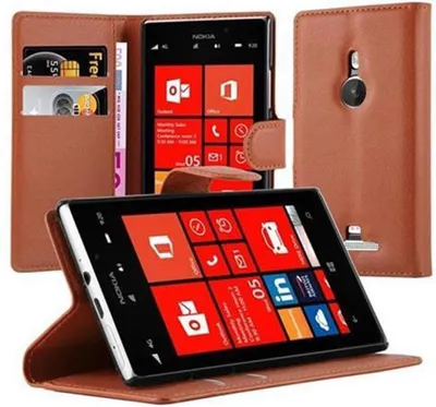 Obrázok produktu pre Cadorabo kryt pre Nokia Lumia 925 ochranný kryt v hnedej farbe puzdro na mobilný telefón kryt magnetické zatváranie