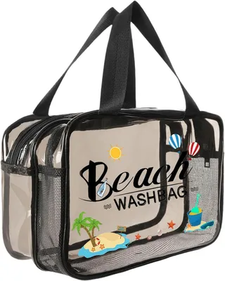 Immagine prodotto di Borsa da toilette trasparente, grande capacità, dimensioni 31 x 16 x 21 cm, ideale per viaggi e uso quotidiano