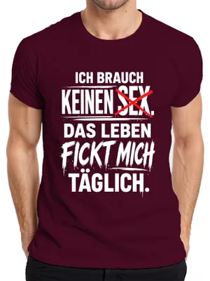 Productafbeelding van "Ik heb geen nodig, het leven geeft me genoeg ellende" - Sarcastisch heren T-shirt, bordeauxrood, maat M