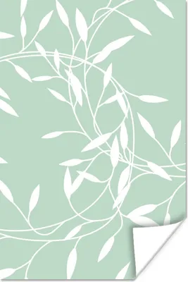 Produktbild von MuchoWow® Poster Äste - Weiß - Grün - Muster 40x60 cm - Plakate für die Wand - Poster Babyzimmer