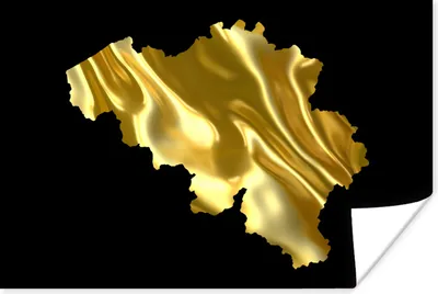 Produktbild von MuchoWow® Poster Karte - Belgien - Gold 30x20 cm - Plakate - Print