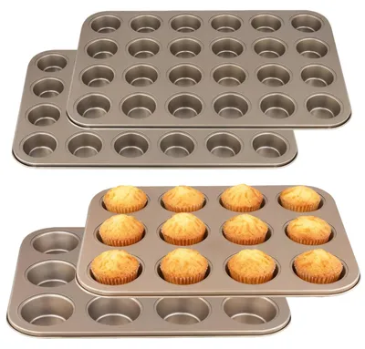 Muffin-Backform-Set, 4 Stück, 12er & 24er Mulden, Antihaft, 30er-Set