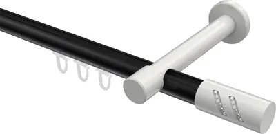 Produktbild von Interdeco Innenlaufstange / Gardinenstange mit Innenlauf Schwarz / Weiß, Typ Prestige Zoena (Glitzerzylinder), 20 mm Ø 1-läufig, 240 cm