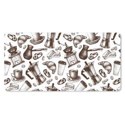 Produktbild von MuchoWow® Mauspad Mousepad Kaffee - Croissant - Muster 60x30 cm - Mousepads - Maus Mat - Pad - Mausunterlage - Nachhaltig