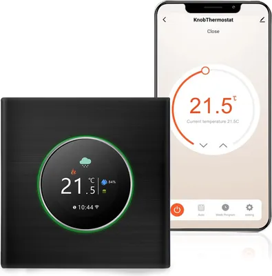 Produktbild von WiFi Thermostat Digital LCD Raumthermostat Programmierbare Wandthermostat Unterputz Fußbodenheizung für 5A Warmwasserbereitung ,Tastensteuerung/Mobile APP/Sprachsteuerung Innenthermometer, Schwarz