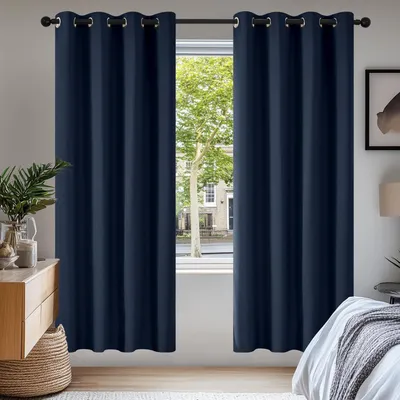 Produktbild von Verdunkelungsvorhänge Ösen Kälteschutz 175x140cm Dunkelblau 2er Set