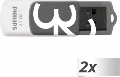 Produktbild von Philips USB-Stick 3.0, 32GB, Vivid Edition, 2er Pack, Farbe: Grau
