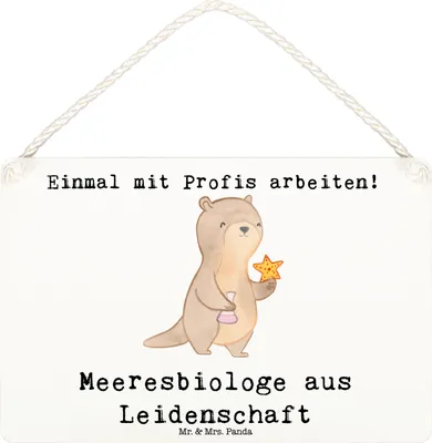 Produktbild von Mr. & Mrs. Panda Schild Meeresbiologe Leidenschaft DIN A6 - Weiß - Geschenk, Studium, Wandbild Holz, Holzschild, Spruch, Lustig, Witzig, holzbild, wandtafel, Türschild
