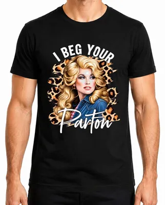 Productafbeelding van I Beg Your Parton: T-shirt voor heren in retro-stijl, met afbeelding van de countryzangeres Dolly Parton, in de kleuren van de jaren 80, zwart, maat 3XL
