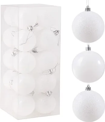 Immagine prodotto di SPRINGOS Set di 20 gingilli natalizi _ 8 cm bianco infrangibile glitter decorazione albero di Natale (bianco, _ 8 cm)