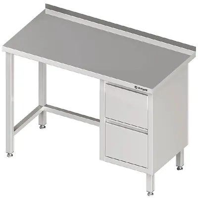 Immagine prodotto di Tavolo da lavoro senza base, 1200x600x850 mm, con 2 cassetti a sinistra, con alzatina, saldato
