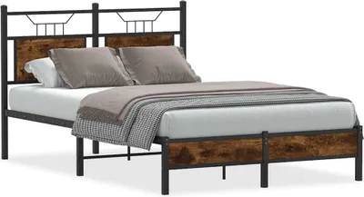 Produktbild von vidaXL Bettgestell ohne Matratze Räuchereiche 120x200 cm Holzwerkstoff