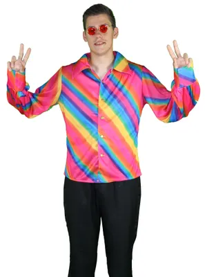 Produktbild von 70er Jahre Regenbogen Hemd, Größe:XL
