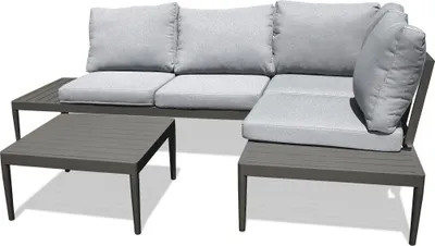 Image de Salon de jardin d'angle 4 places en aluminium