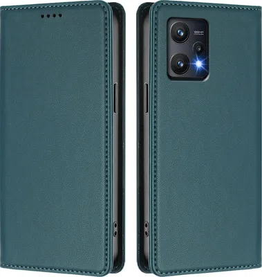 Immagine prodotto di Custodia in pelle per Realme 9 Pro 5G, custodia magnetica in Finto cuoio con supporto Verde