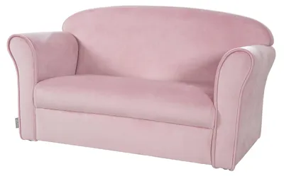 Produktbild von roba Kindersofa 'Lil Sofa' mit Armlehnen, bequeme Kindercouch mit rosa Samtstoff bezogen