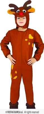 A child wearing a reindeer costume.