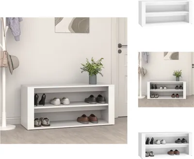 Immagine prodotto di vidaXL Scarpiera bianca 100x35x45 cm in legno - Scarpiere e armadietti
