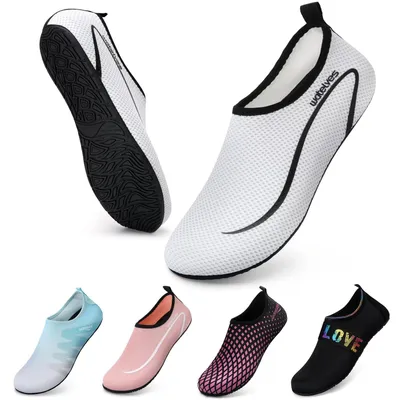Produktbild von Wasserschuhe Badeschuhe Aquaschuhe - Rutschfest - Uni - Weiß - Größe 46/47