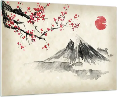 Produktbild von Bilder auf glas - Einteilig - Aquarell asiatisch Landschaft - 100x70cm - Glasbilder - Wandbilder - Bilder - Wanddekoration aus Glas - Glas Bilder - Wandbild auf Glas - GAA100x70-4513