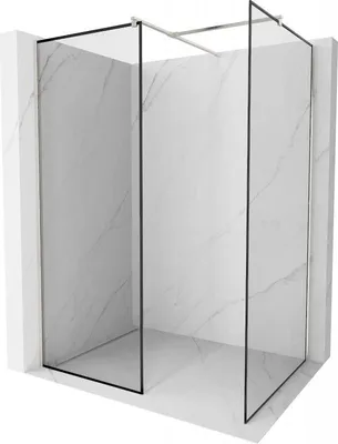 Produktbild von Mexen Kioto Walk-in Duschwand 80 x 80 cm, schwarzes Muster, gebürstetes Nickel - 800-080-202-97-70-080