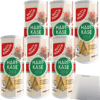 Produktbild von Gut & Günstig geriebener Hartkäse 32% Fett Grated Cheese 6er Pack (6x80g Streuer) + usy Block