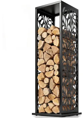 Produktbild von Outsunny Kaminholzregal 38 x 38 x 112cm erhöhtes Brennholzregal mit 4 Haken