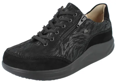 Produktbild von FINN COMFORT FINNAMIC Otaru Damen Schnürschuhe mit Reißverschluss schwarz silber Nubukleder - Größe: UK 6,5