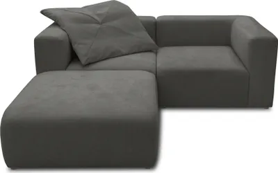 Produktbild von DOMO Collection Ecksofa 800013, kleine Couch in L-Form, gepolsterte Rückenlehne, Modul-Element, Sofa, Polsterecke, 216 x 193 x 69 (BxTxH), grau
