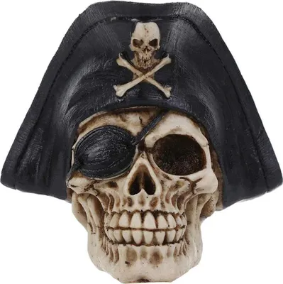 Produktbild von Schwarzer Piratenhut mit Totenkopf für Halloween, Bar- oder Tischdekoration