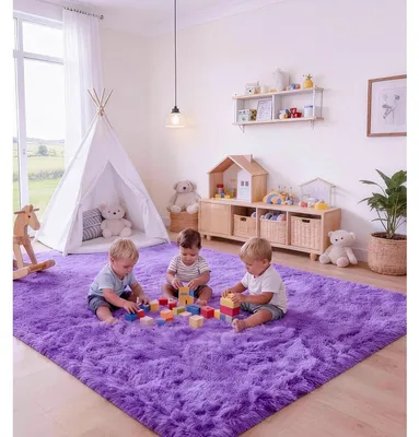 Image de Tapis pour salon, couleur violet, dimensions 200 x 300 cm, forme rectangulaire