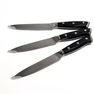 Produktbild von Lacers PurpleLine Messer Set 3-teilig – Allzweckmesser 5" aus rostfreiem Edelstahl 7Cr17 – Küchenmesser mit Pakkaholz Griff