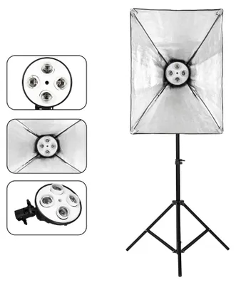 Obrázek produktu pro Sada pro studiovou fotografii, sada osvětlení se softboxy o rozměrech 50 x 70 cm * 2 + držák žárovek 4 v 1, 2m stativ, taška na přenášení pro portrétní a produktové fotografie, živé