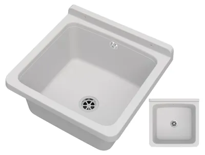 Produktbild von Granitan | Wirtschaftsspüle - ORTA - mit Siphon - Weiß - 40 x 38 cm - für Waschküche und Garage
