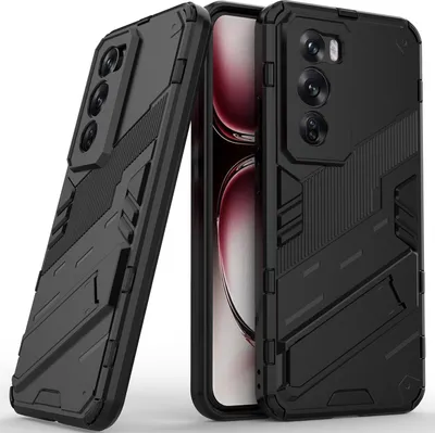 Produktbild von Armor Hülle für Oppo Reno12 Pro Hybrid PC TPU Bumper Stoßfestes Schutzhülle mit Standfunktion Schwarz