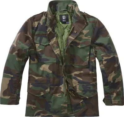 A camouflage jacket is displayed against a white background.