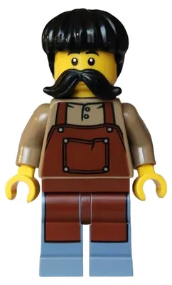 Image de Minifigurine LEGO Pirate - Homme, tablier marron rougeâtre, cheveux noirs (référence : bdp260)